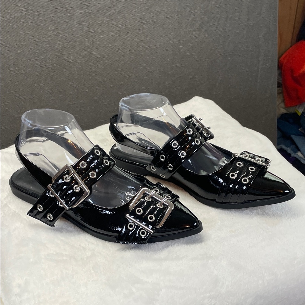 Madden Girl Black Patent Slingback Flats